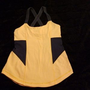 Yellow and navy tank top